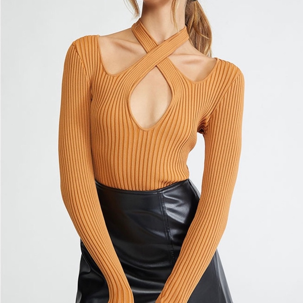 MINKPINK Tan Ribbed Sweater
